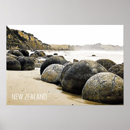 Moeraki Boulders Nieuw-Zeeland Poster