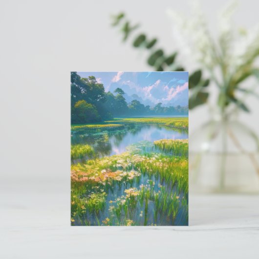 Moeras in het hart van het bos briefkaart (Staand voorkant)