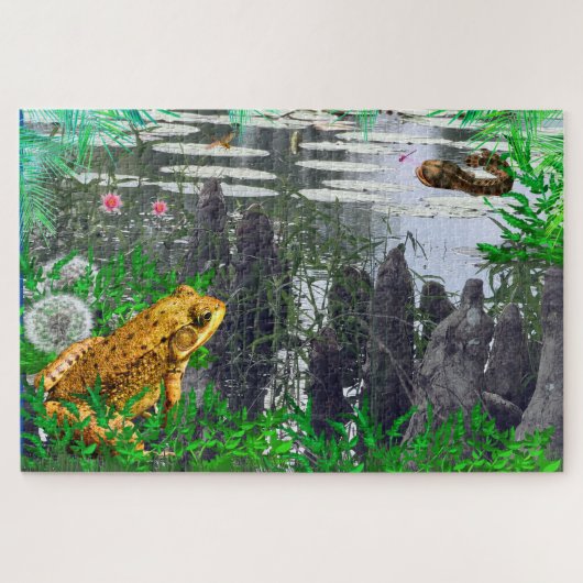 Moeras Kikker Dier Legpuzzel (Horizontaal)