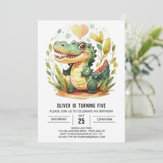 Moeras Kinder Krokodil Verjaardag Kaart (Staand voorkant)