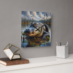 Moeras Koning Alligator Wandklok