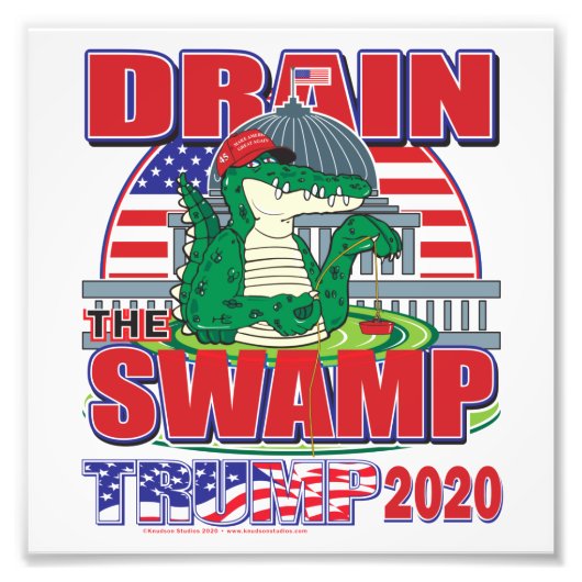 Moeras leeg laten lopen Trump 2020 Foto Afdruk (Voorkant)