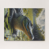 Moeras met Bull Alligator Jigsaw Puzzel (Horizontaal)