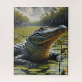 Moeras met stieralligator legpuzzel (Verticaal)