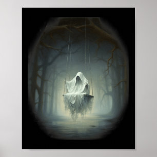 moeras spook op de schommel in bos Hallowe Poster