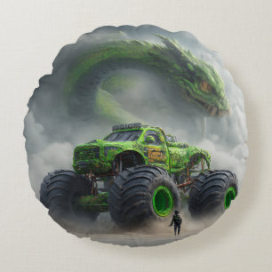 Moerasbeest: Giftige Schedel Monstertruck Rond Kussen