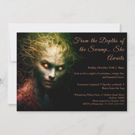 Moerasheks Halloween-kostuumfeest Uitnodiging (Voorkant)