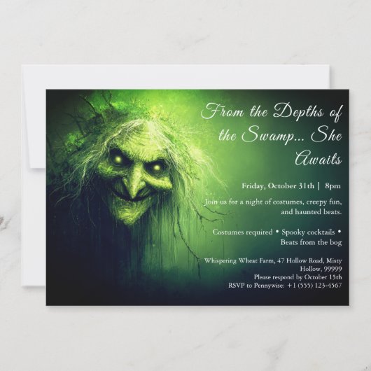 Moerasheks Halloween-kostuumfeest Uitnodiging (Voorkant)