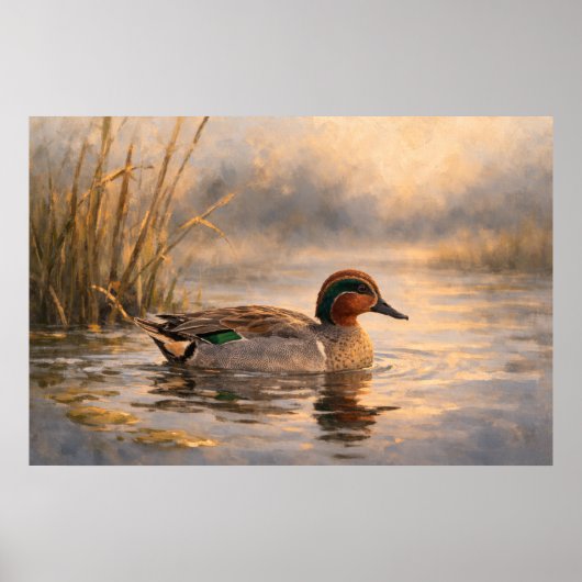 Moerasland Eend | Kust Wildeleven Kunst | Poster (Voorkant)