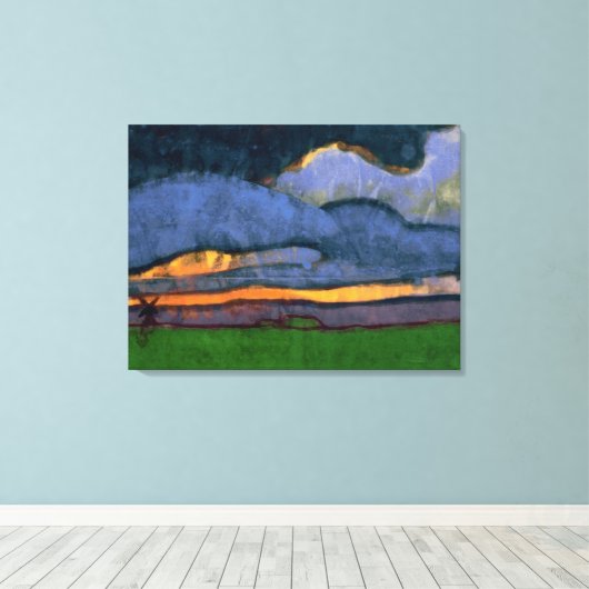Moeraslandschap met een molen | Emil Nolde | Canvas Afdruk (Insitu (Houten vloer))