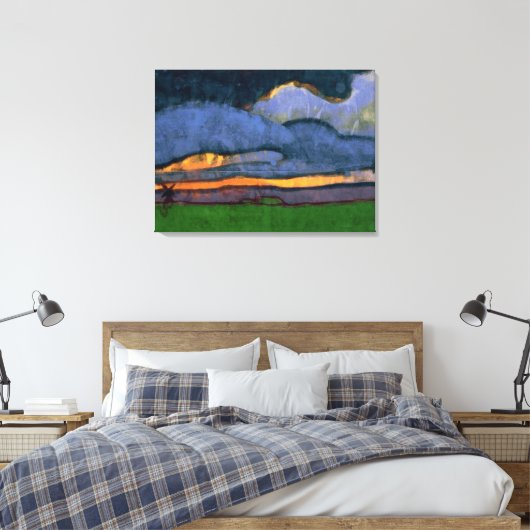Moeraslandschap met een molen | Emil Nolde | Canvas Afdruk (Insitu (Slaapkamer))