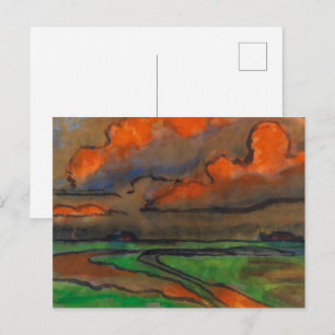 Moeraslandschap onder rode wolken Emil Nolde Briefkaart