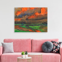 Moeraslandschap onder rode wolken | Emil Nolde | Canvas Afdruk