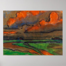 Moeraslandschap onder rode wolken | Emil Nolde | Poster