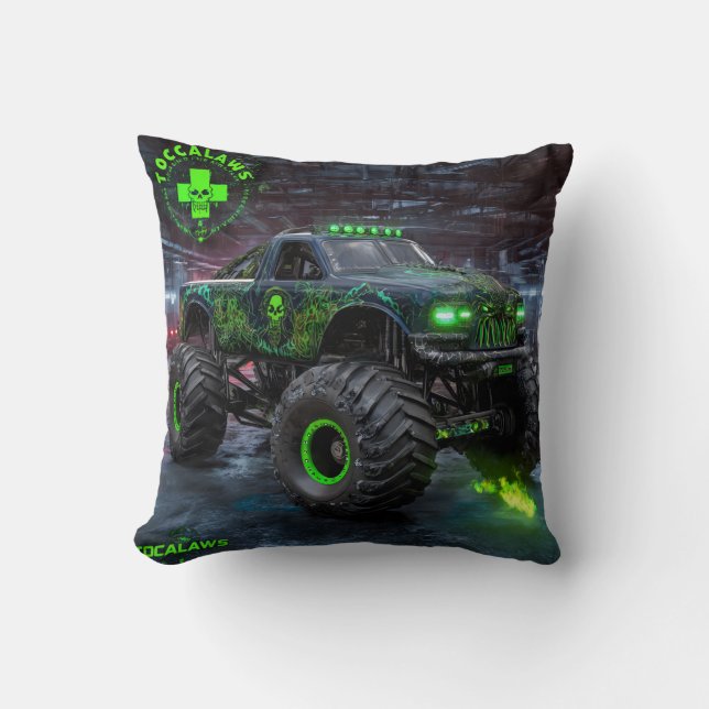 Moerasmonster: Giftige Schedel Monstertruck Kussen (Voorkant)