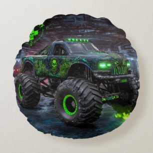 Moerasmonster: Giftige Schedel Monstertruck Rond Kussen