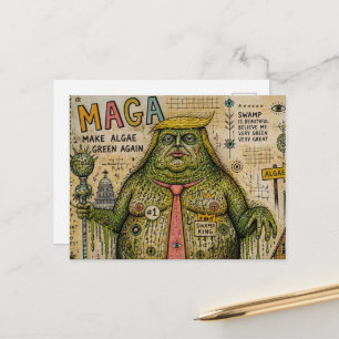 Moerasmonster Maakt Algea Groene Collage Briefkaart