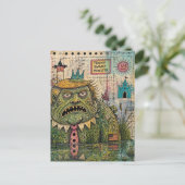 Moerasmonster Mixed Media Grappige Collage Briefkaart (Staand voorkant)