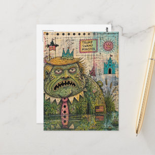 Moerasmonster Mixed Media Grappige Collage Briefkaart