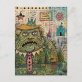 Moerasmonster Mixed Media Grappige Collage Briefkaart (Voorkant)