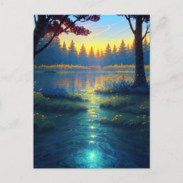 Moerassig bos in betoverende wildernis briefkaart