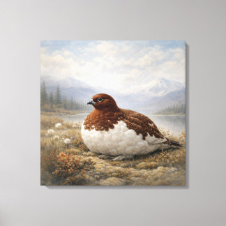 Moerassneeuwhoen in het wild canvas afdruk