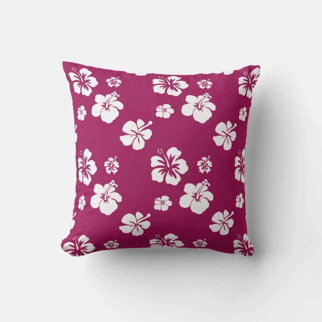 Moerbei en Witte Hibiscus Tropisch Kussen (Voorkant)