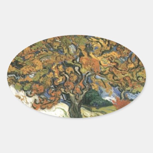 Moerbeiboom van Van Gogh Ovale Sticker (Voorkant)