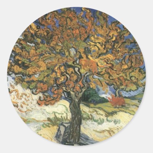Moerbeiboom van Van Gogh Ronde Sticker (Voorkant)