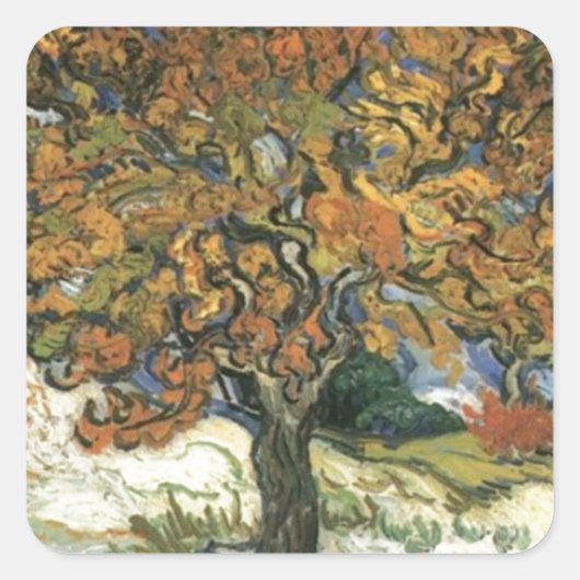Moerbeiboom van Van Gogh Vierkante Sticker (Voorkant)