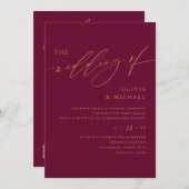 Moerbeien en Goud Elegant Bruiloft Kaart (Voorkant / Achterkant)