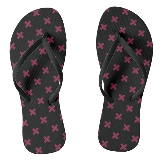Moerbeikruissteken op zwart teenslippers (Voetbed)