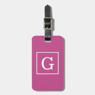 Moerbeirood Wit Omlijnd Initiaal Monogram Bagagelabel