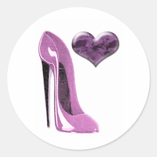 Moerbeiroze Stiletto Schoen Hoge Heel en 3D Hart Ronde Sticker (Voorkant)