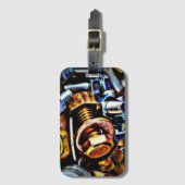 Moeren en Bouten Pop Art Bagagelabel (Voorkant (verticaal))