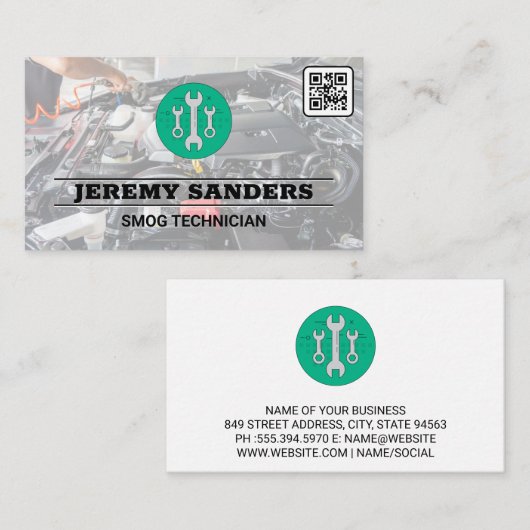 moersleutel | Auto-services | Motor Bay | QR-code Visitekaartje (Voorkant / Achterkant)