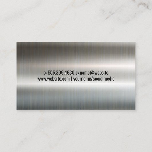 Moersleutel- en schroevendraaier | Metalen achterg Visitekaartje (Achterkant)