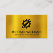 Moersleutel en versnelling | Gouden metalen achter Visitekaartje (Voorkant)