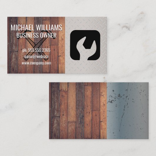 Moersleutel Hamers | Hout | metaalstaal Visitekaartje (Voorkant / Achterkant)