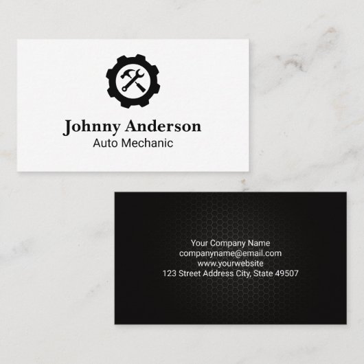 Moersleutel Hammer Logo | Mechanische technologie Visitekaartje (Voorkant / Achterkant)