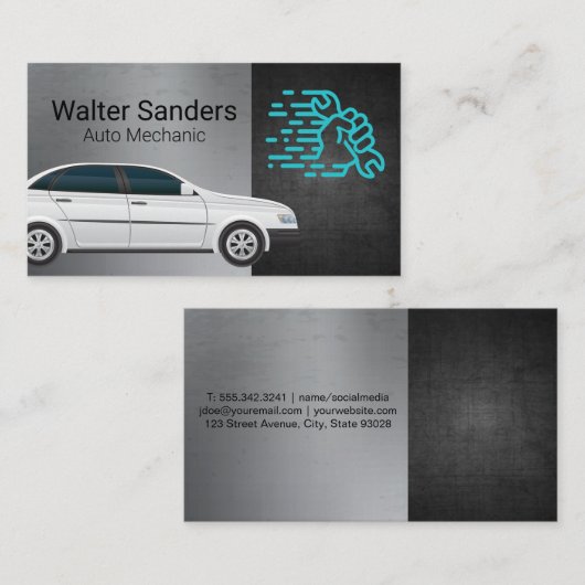Moersleutel in de hand | Automechanicus Visitekaartje (Voorkant / Achterkant)