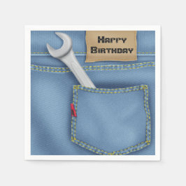 Moersleutel in Jean Pocket voor Verjaardag Servet