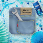 Moersleutel in zak voor verjaardag papieren bordje (Feest)