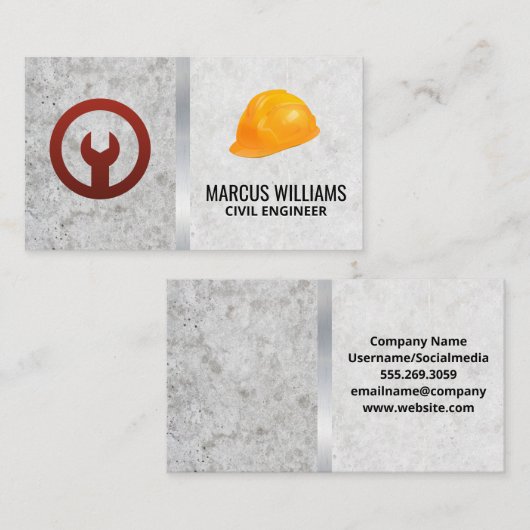 moersleutel-pictogram | Hardhat Visitekaartje (Voorkant / Achterkant)