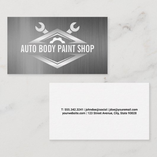 moersleutels | metallische achtergrond visitekaartje (Voorkant / Achterkant)