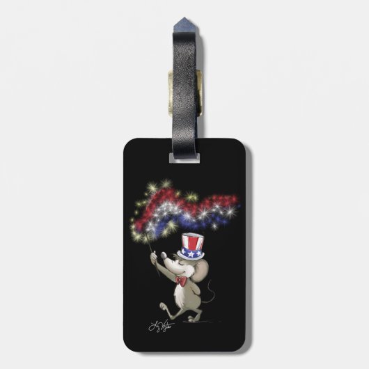 Moe's Happy 4th van juli nacht Bagagelabel (Achterkant verticaal)