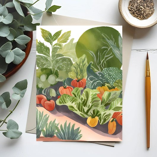 Moestuin | Aquarel Schilderij Briefkaart
