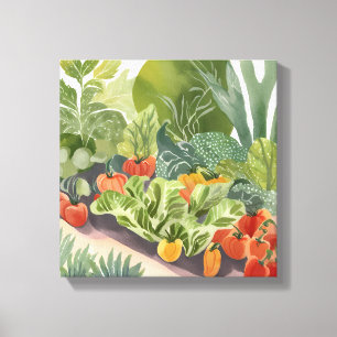 Moestuin   Aquarel Schilderij Canvas Afdruk