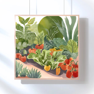 Moestuin   Aquarel Schilderij Poster