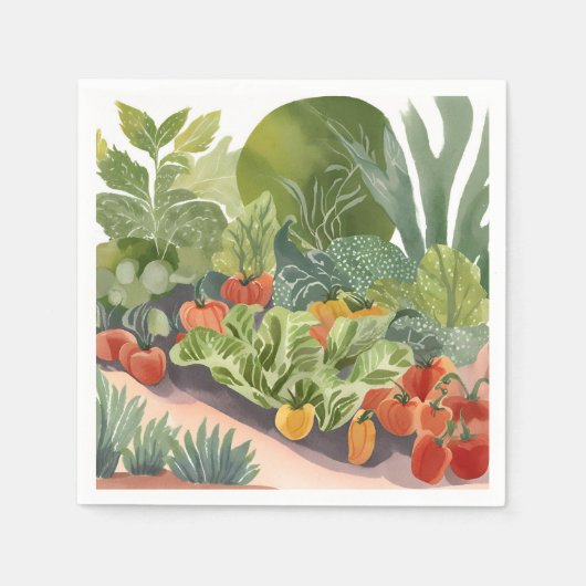 Moestuin | Aquarelschilderij Servet (Voorkant)